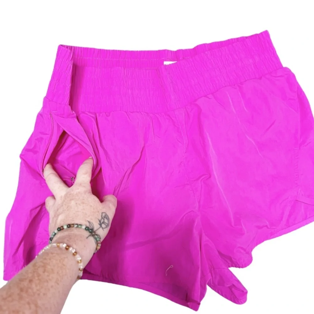 All in Motion Athletic Shorts Hot Pink Stretchy Smocked‎ Waist Dolphin Hem Women - Picture 5 of 16